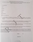 Formulaire de déclaration sur l'honneur
